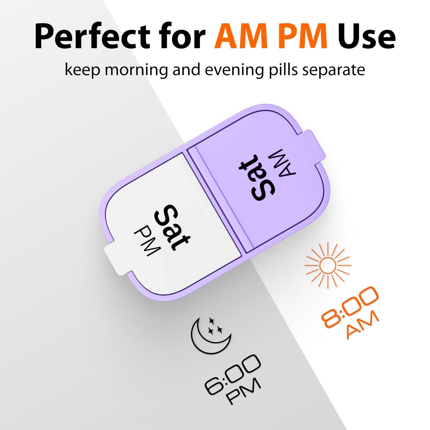 Extra Large Pill Organizer Purple White 2 Times a Day Big Pill Box 7 Day Am Pm