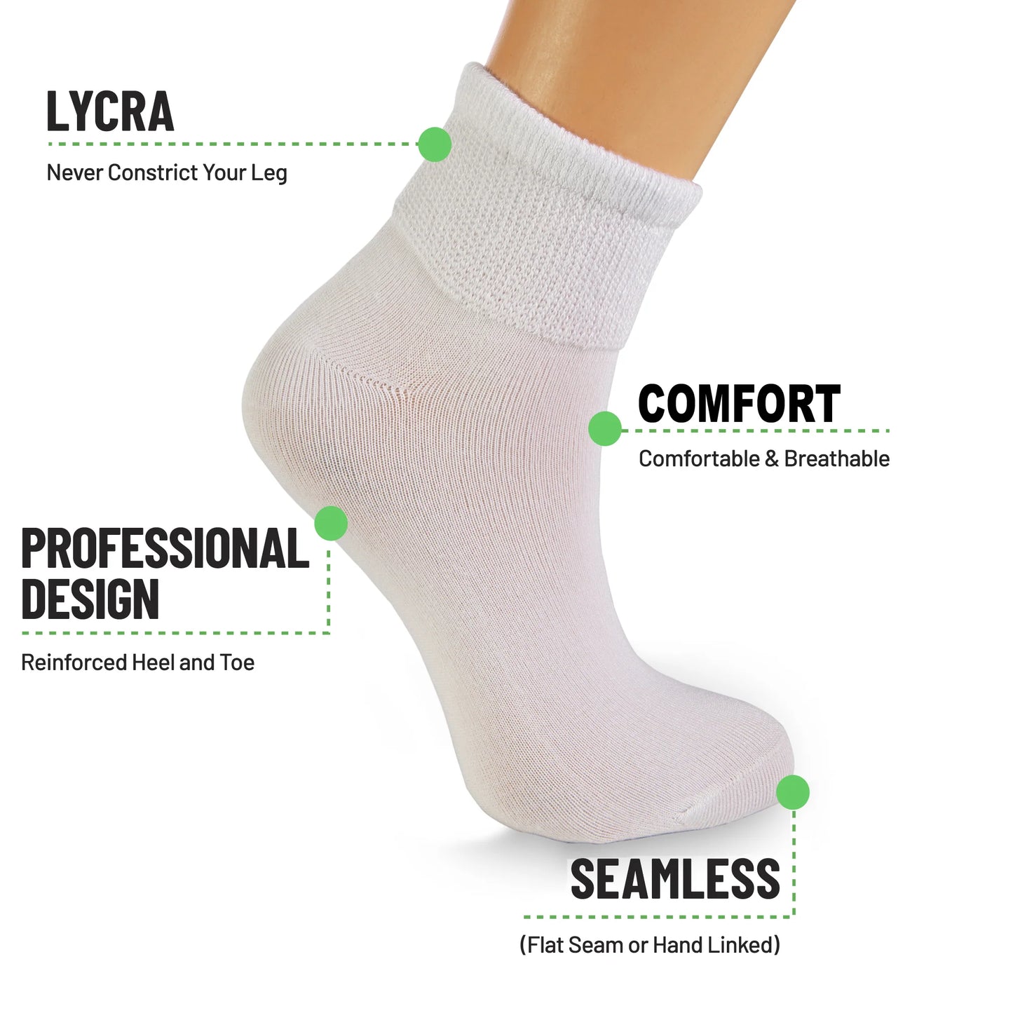 Non-Binding Diabetic Ankle Socks – 3 Pair Pack, Moisture-Wicking Cotton (Unisex for Men & Women)