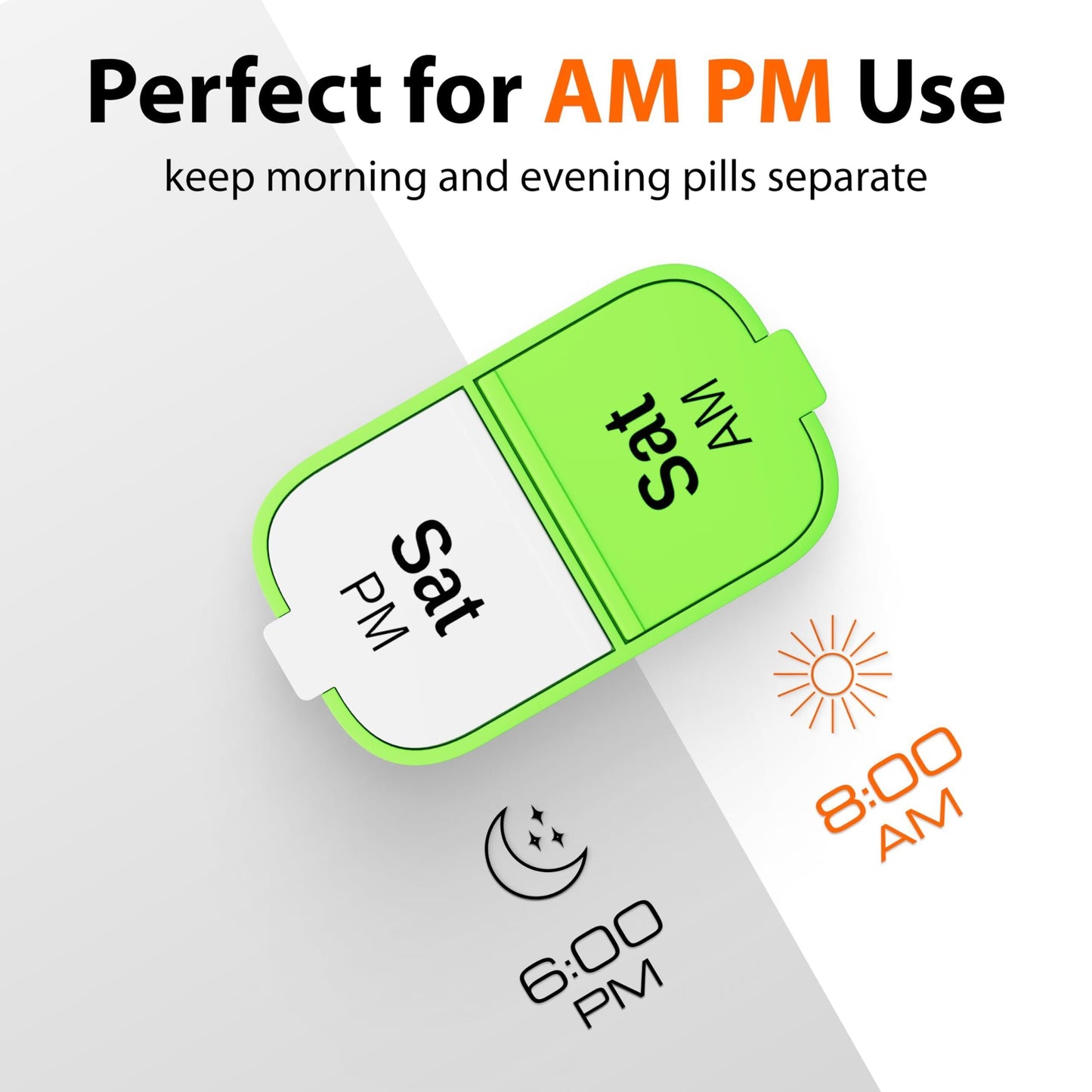 Extra Large Pill Organizer Green White 2 Times a Day Big Pill Box 7 Day Am Pm