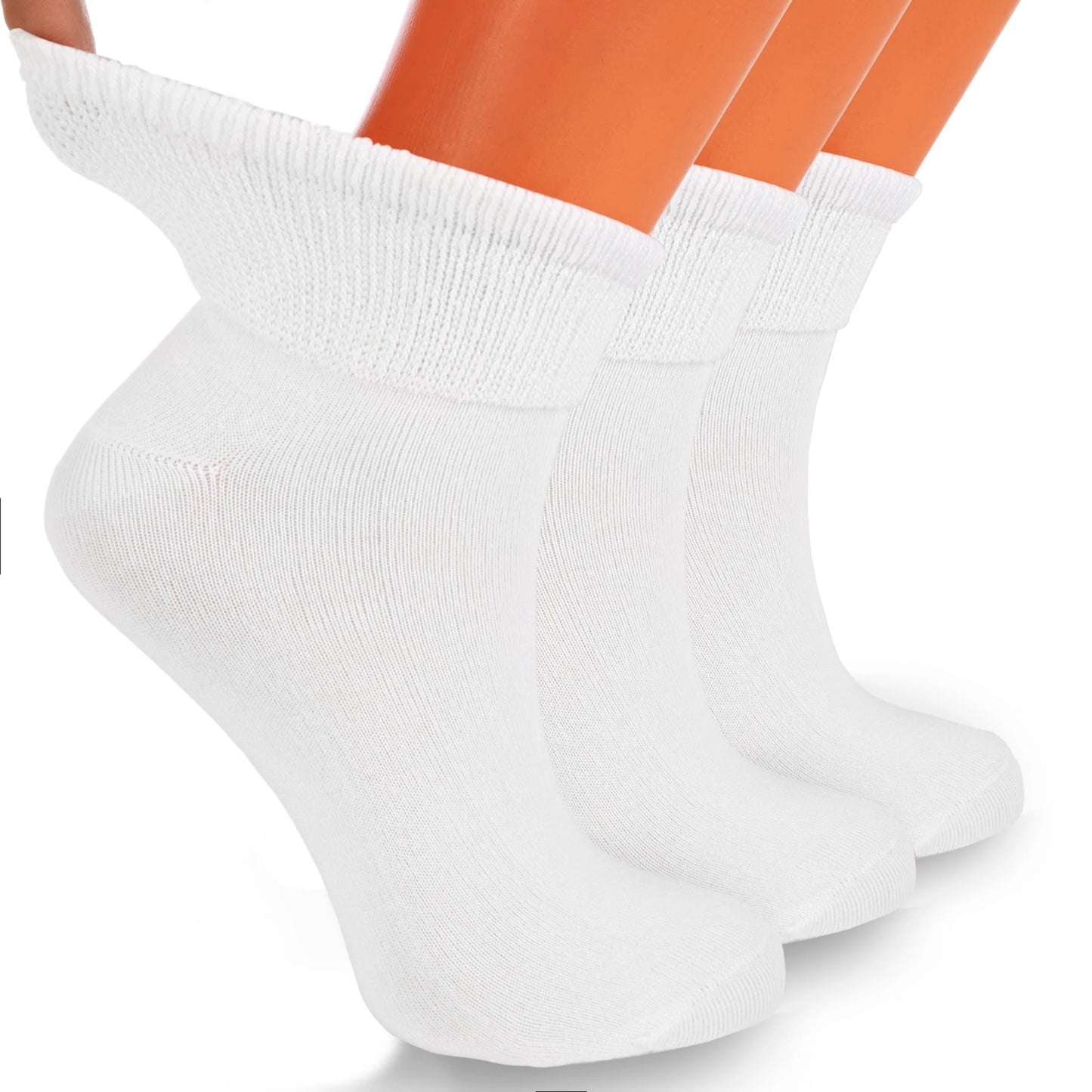 Non-Binding Diabetic Ankle Socks – 3 Pair Pack, Moisture-Wicking Cotton (Unisex for Men & Women)