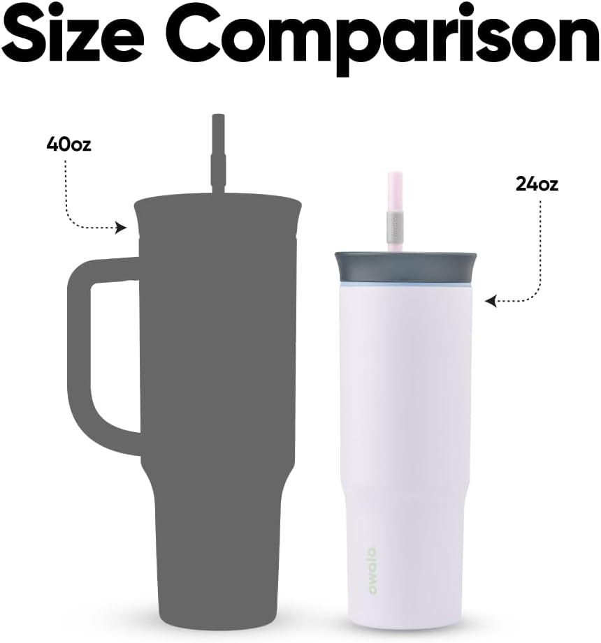 Stainless Steel Triple Layer Insulated Travel Tumbler with Spill Resistant Lid and Straw, BPA Free, 24 Oz, Grey/Purple (Bunny Hop)