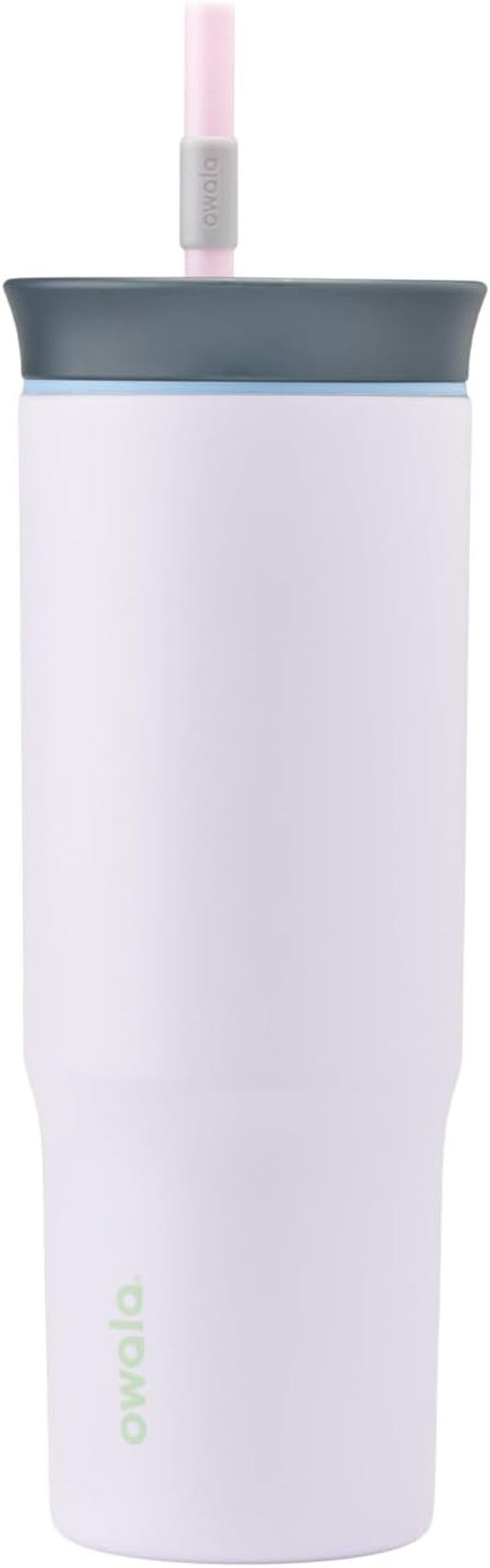 Stainless Steel Triple Layer Insulated Travel Tumbler with Spill Resistant Lid and Straw, BPA Free, 24 Oz, Grey/Purple (Bunny Hop)