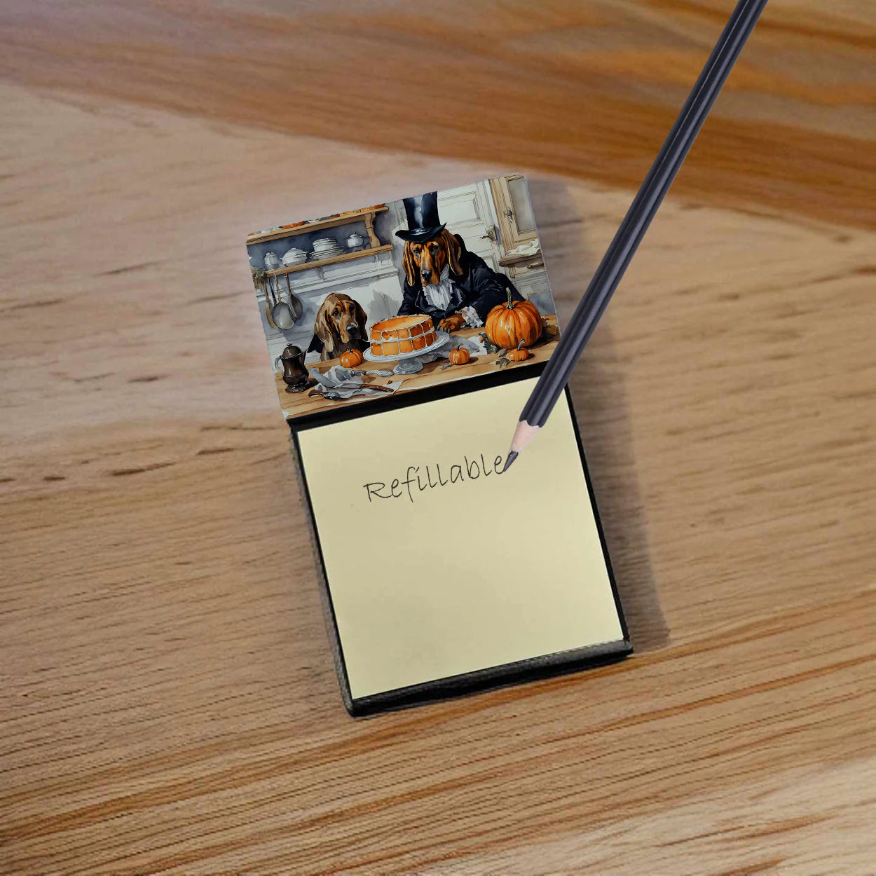 Bloodhound Fall Kitchen Pumpkins Sticky Note Holder