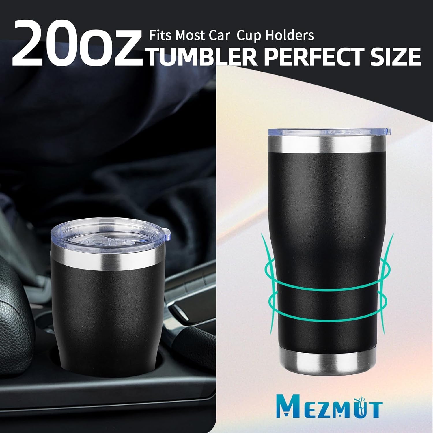 20Oz Coffee Tumbler with Lid and Straw Double Wall Vacuum Insulated Cup Stainless Steel Travel Mugs Insulated for Hot and Cold Leakproof Powder Coated Tumbler for Indoor and Outdoor