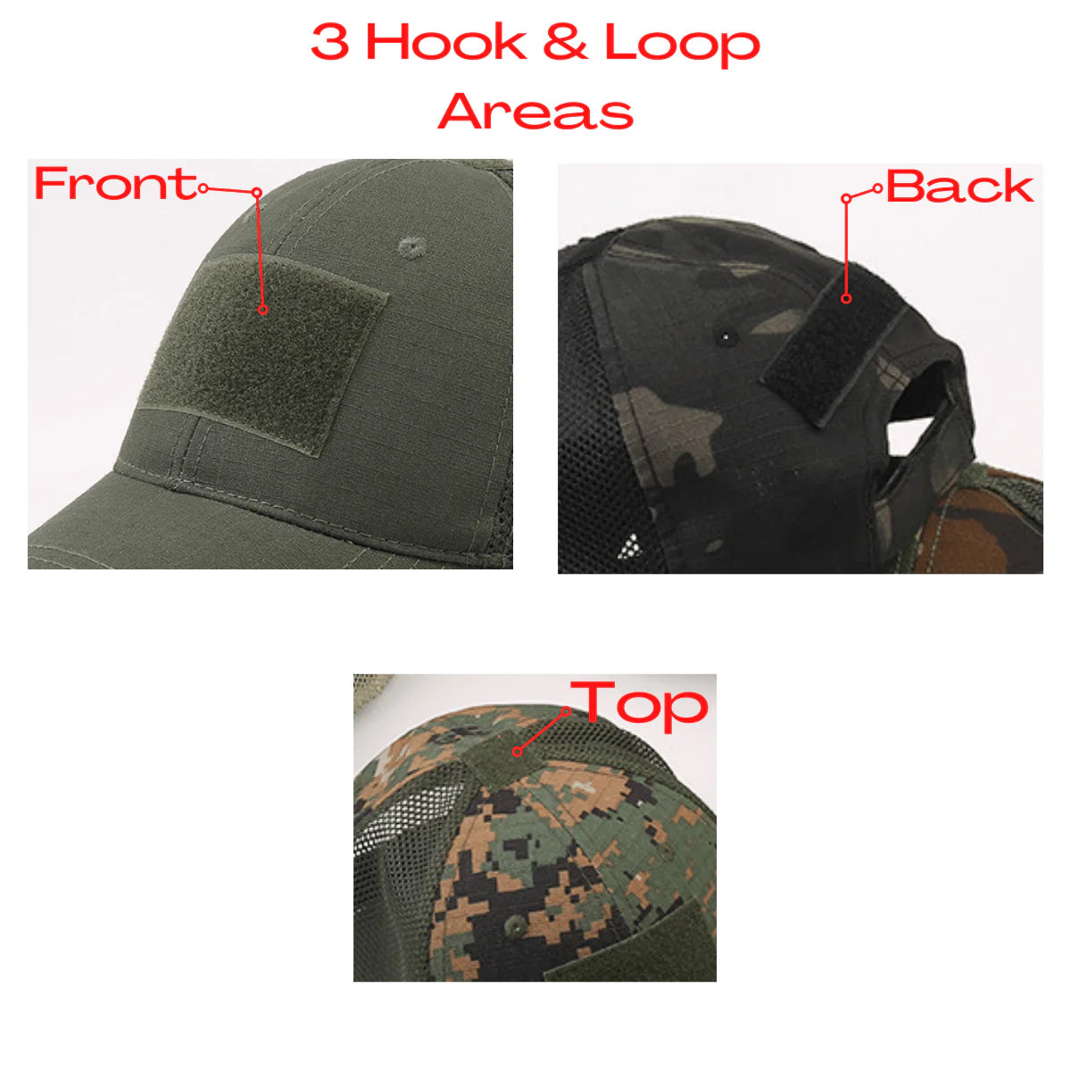 Jupitergear Military-Style Tactical Patch Hat with Adjustable Strap | Breathable & Unisex