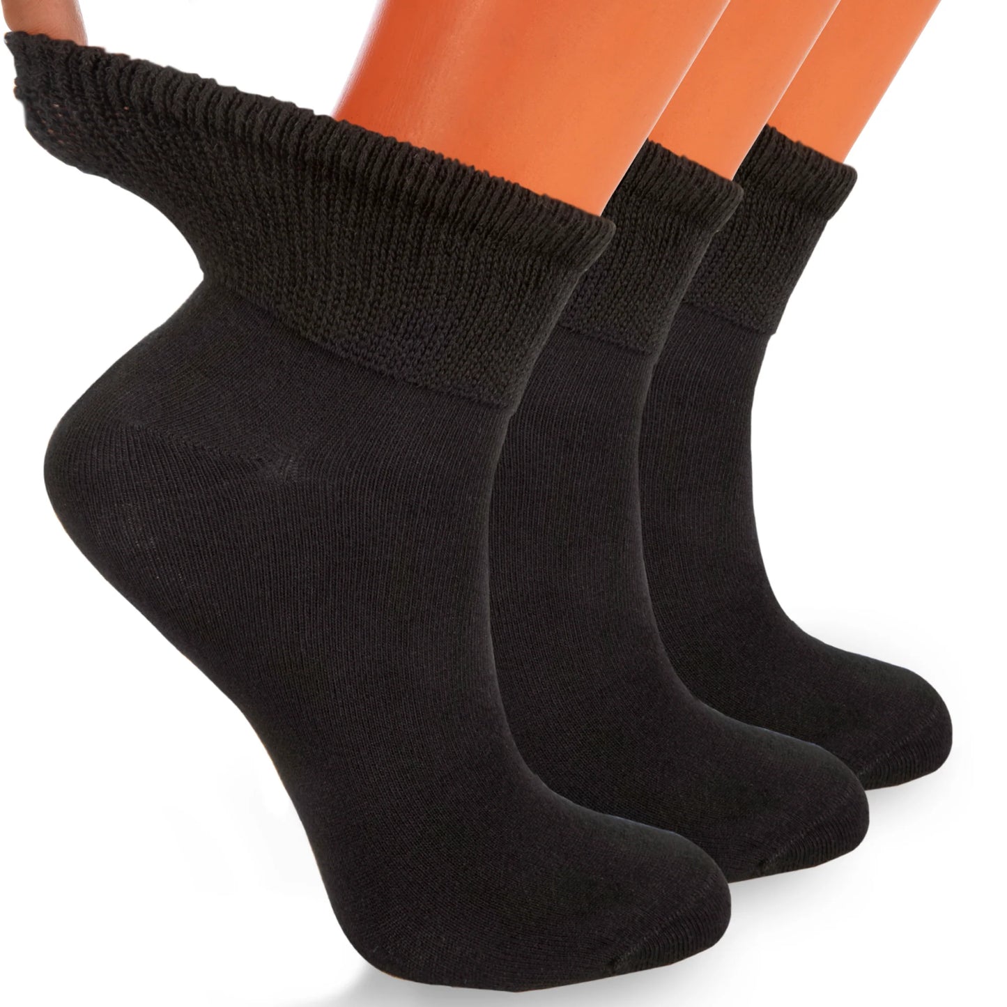 Non-Binding Diabetic Ankle Socks – 3 Pair Pack, Moisture-Wicking Cotton (Unisex for Men & Women)