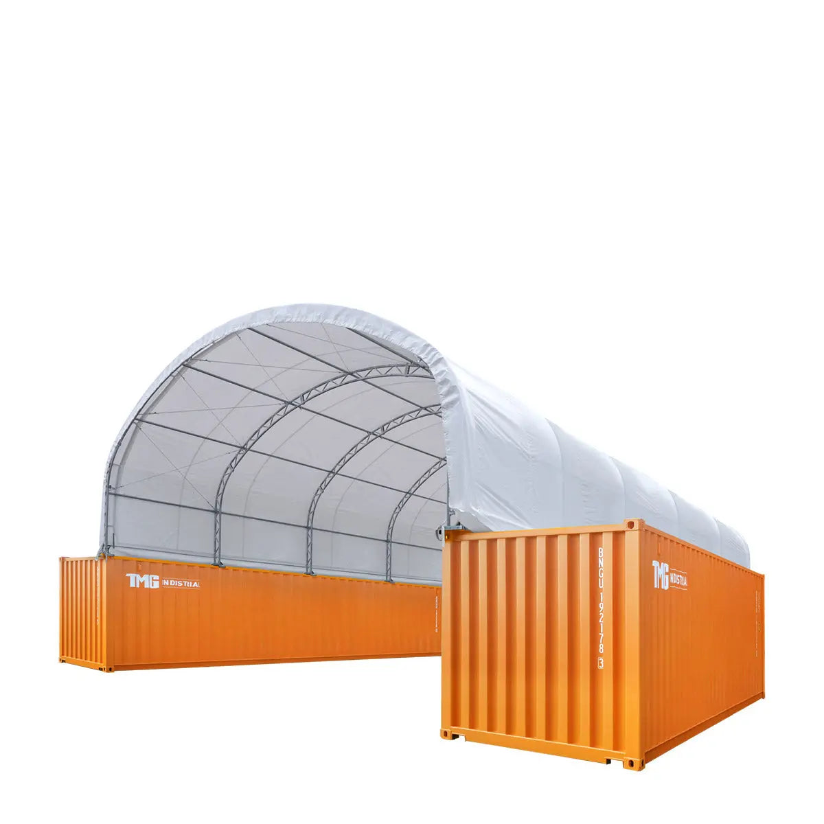 30' X 40' Dual Truss Container Shelter with Heavy Duty 17 Oz PVC Cover, TMG-DT3040C