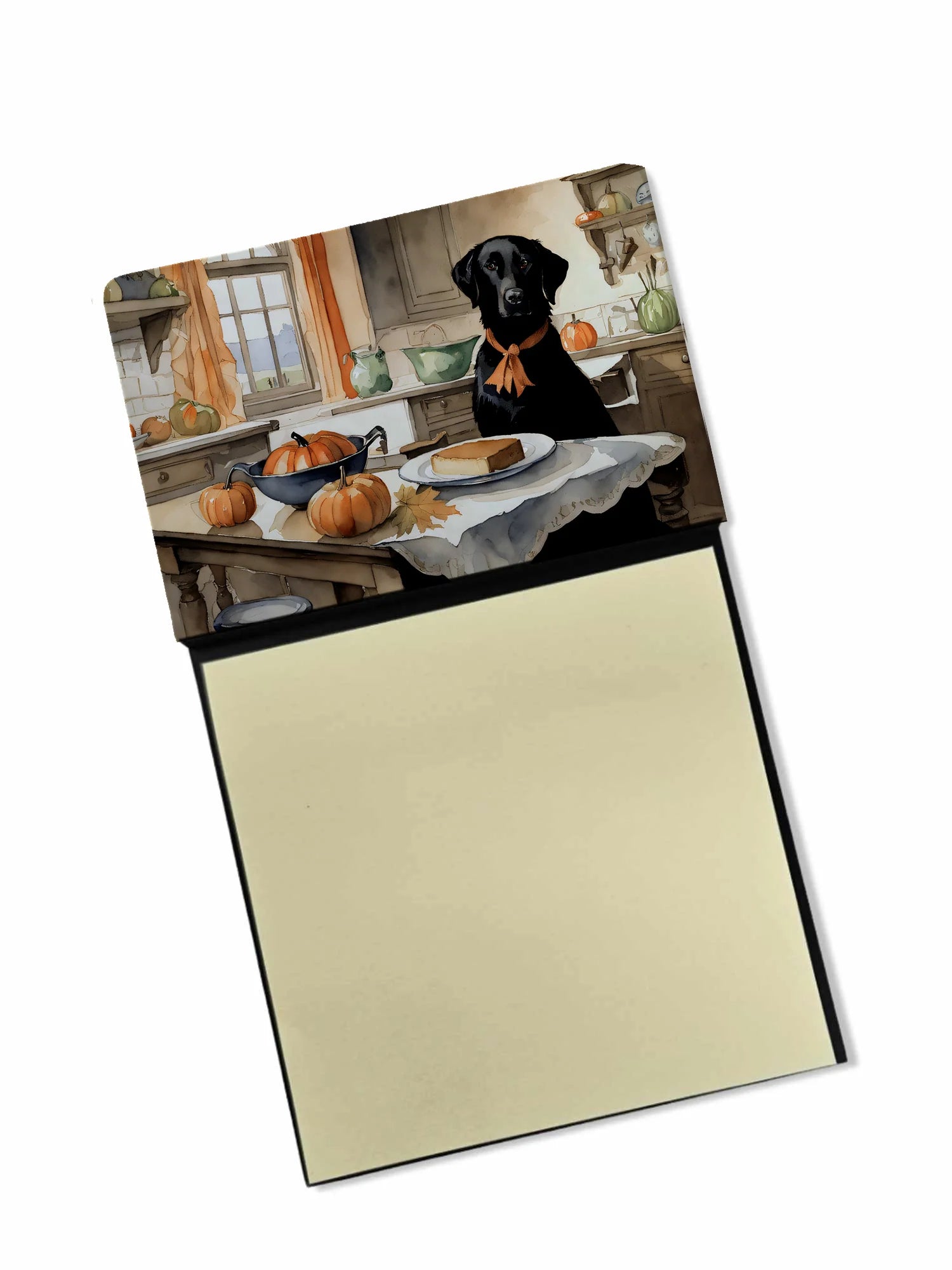 Black Lab Fall Kitchen Pumpkins Sticky Note Holder