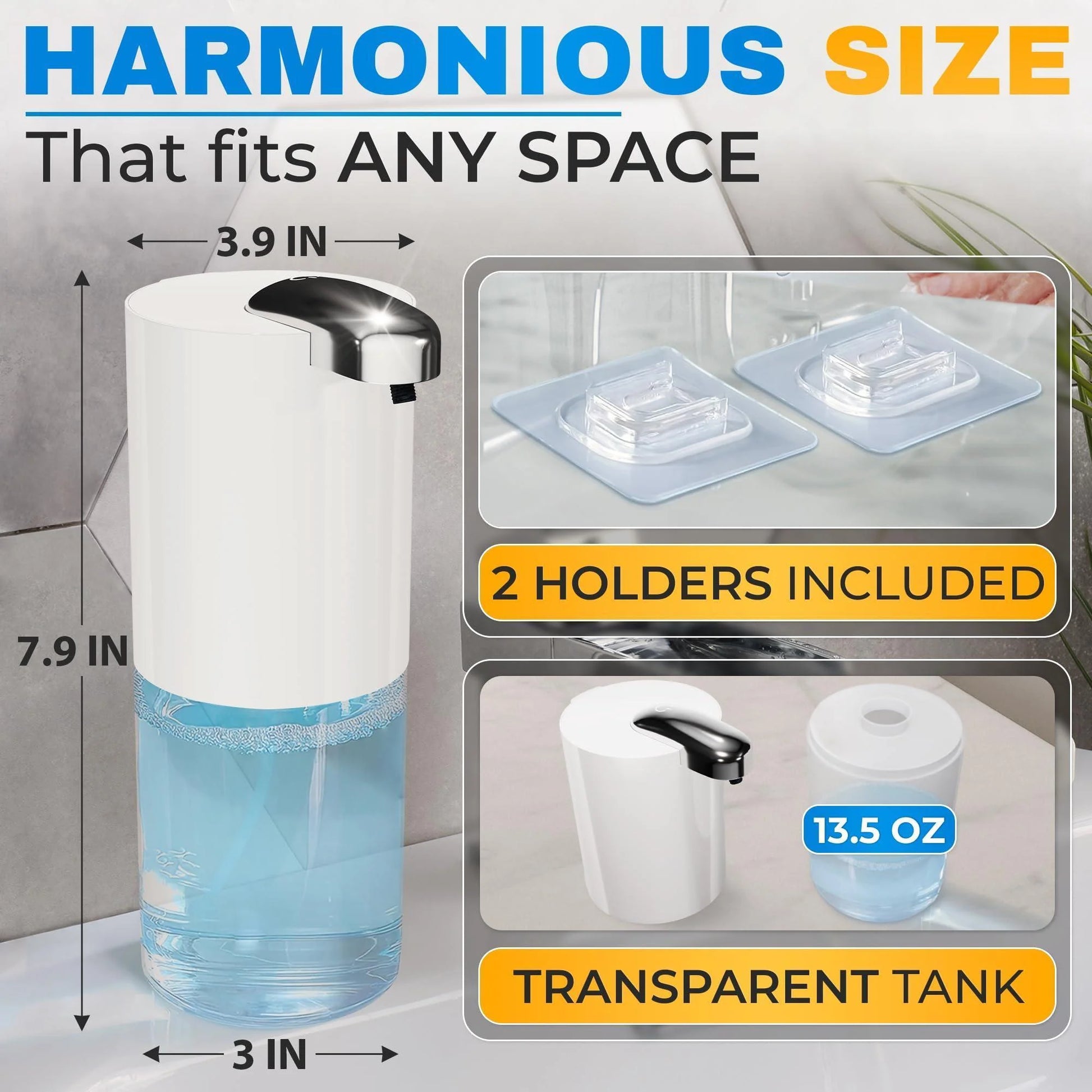 Automatic Soap Dispenser Touchless 13.5 Oz Automatic Hand Soap Dispenser 4 Level Adjustable Foaming Rechargeable & Long Lasting Good for Kitchen Bathroom Hotels Restaurants & Office
