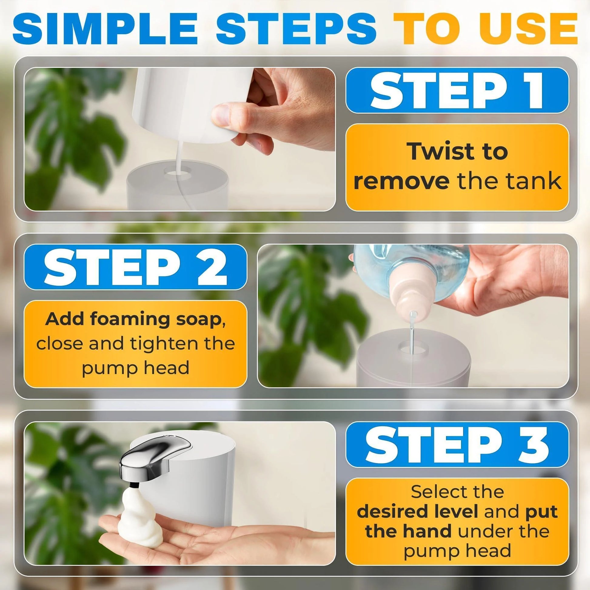 Automatic Soap Dispenser Touchless 13.5 Oz Automatic Hand Soap Dispenser 4 Level Adjustable Foaming Rechargeable & Long Lasting Good for Kitchen Bathroom Hotels Restaurants & Office