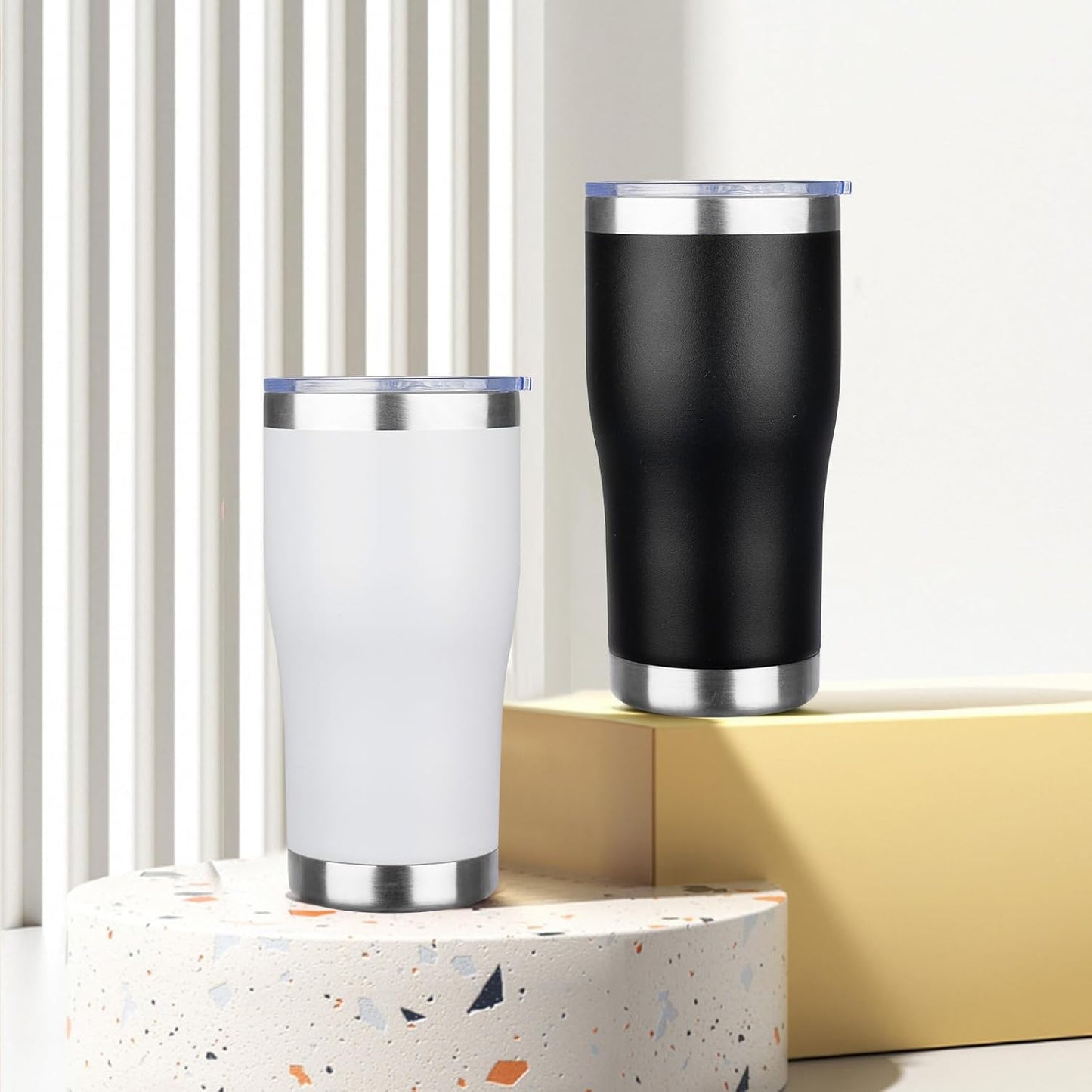 20Oz Coffee Tumbler with Lid and Straw Double Wall Vacuum Insulated Cup Stainless Steel Travel Mugs Insulated for Hot and Cold Leakproof Powder Coated Tumbler for Indoor and Outdoor
