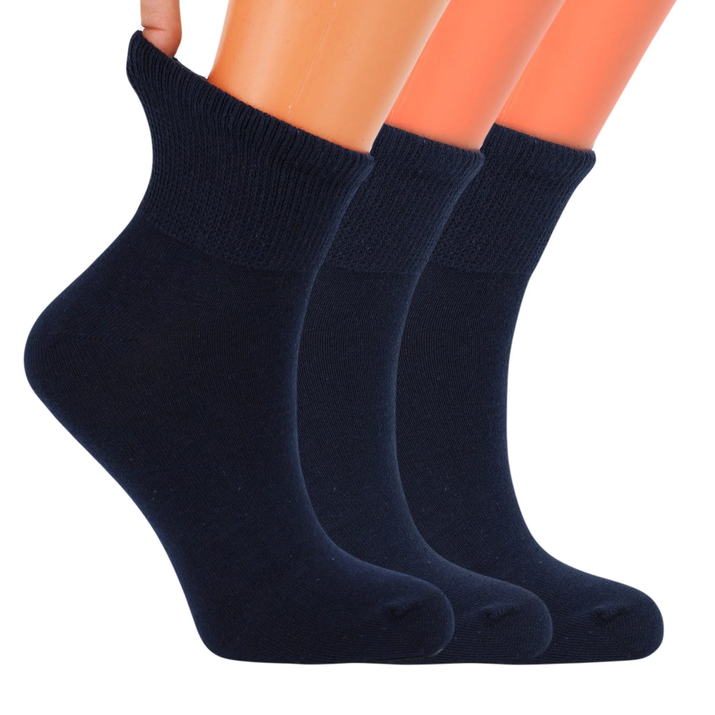 Non-Binding Diabetic Ankle Socks – 3 Pair Pack, Moisture-Wicking Cotton (Unisex for Men & Women)