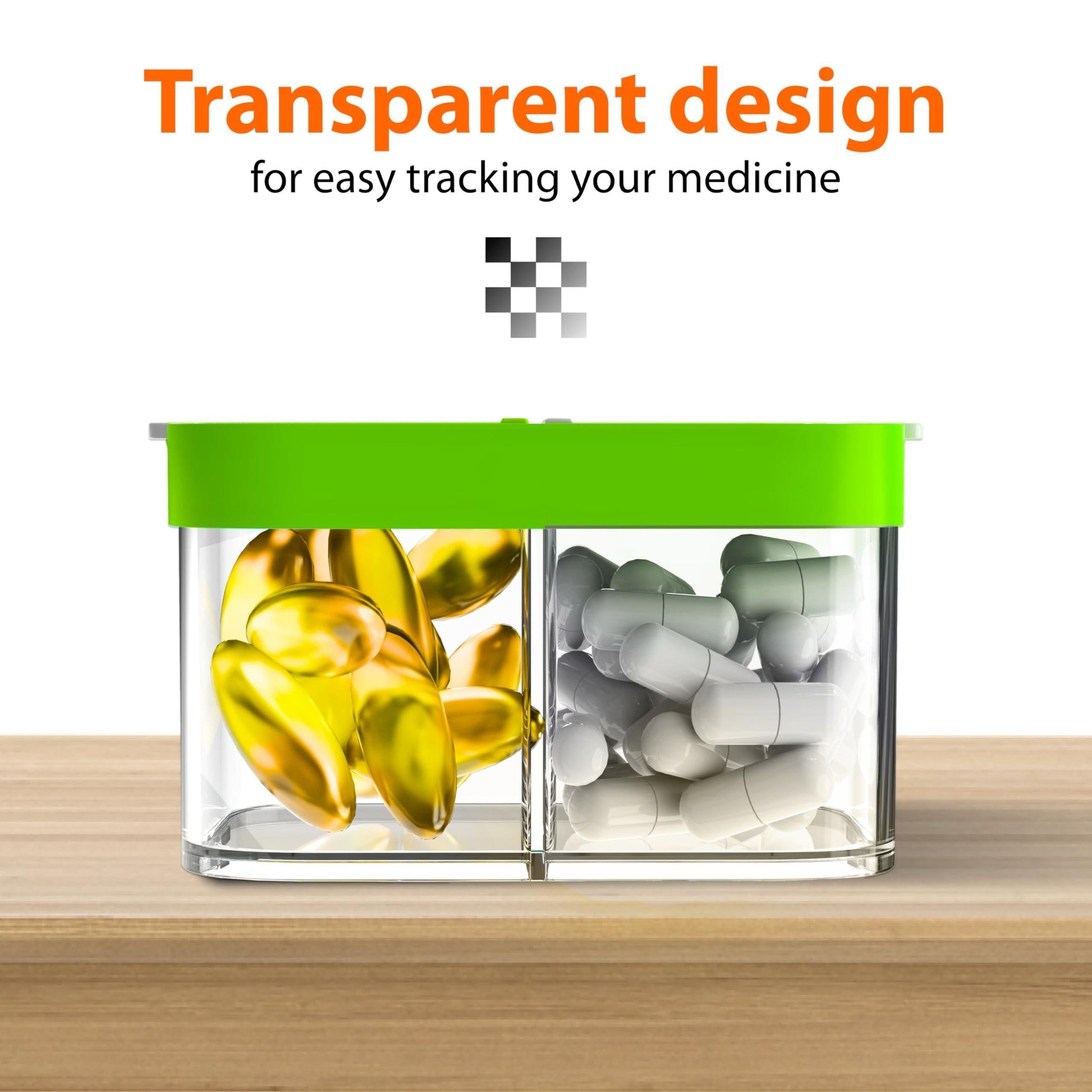 Extra Large Pill Organizer Green White 2 Times a Day Big Pill Box 7 Day Am Pm