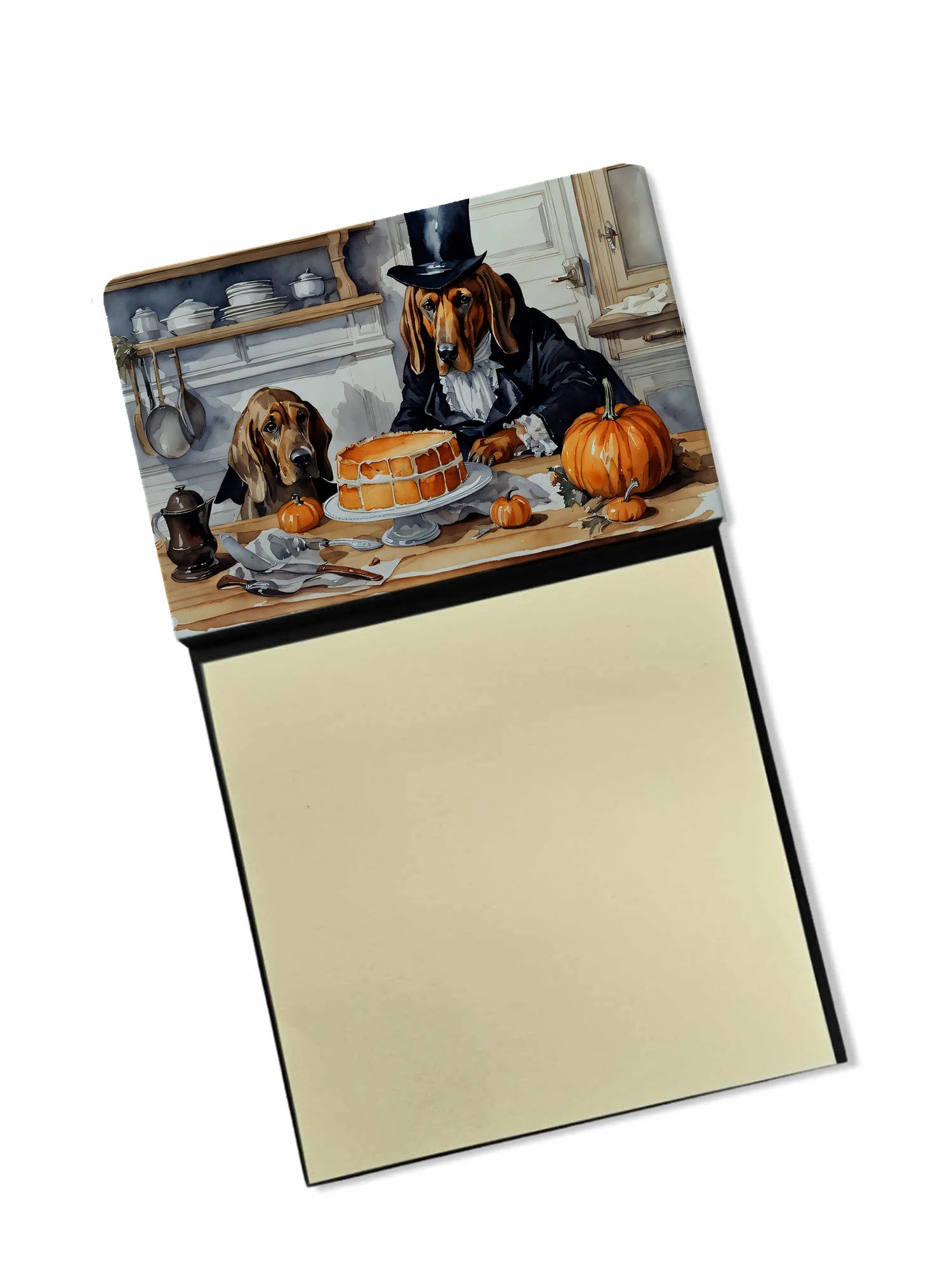 Bloodhound Fall Kitchen Pumpkins Sticky Note Holder