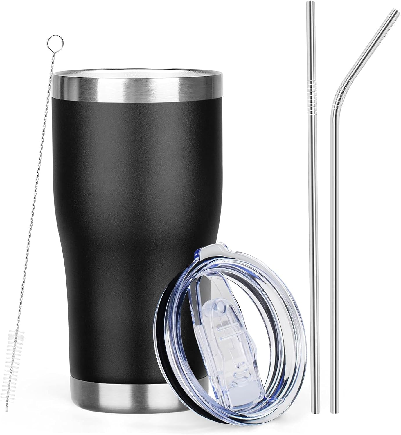 20Oz Coffee Tumbler with Lid and Straw Double Wall Vacuum Insulated Cup Stainless Steel Travel Mugs Insulated for Hot and Cold Leakproof Powder Coated Tumbler for Indoor and Outdoor