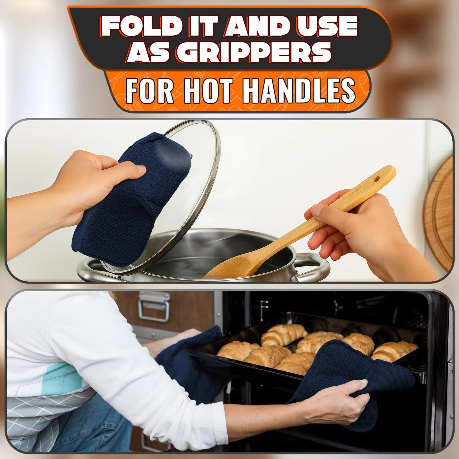 4 Pcs Microwave Bowl Cozy Holders – Deep Navy Blue Microwave Bowl Holders for Hot Food Protect Hands from Hot Dishes – Soft & Heat Resistant Fabric for Safe Heating & Convenient Use in the Kitchen