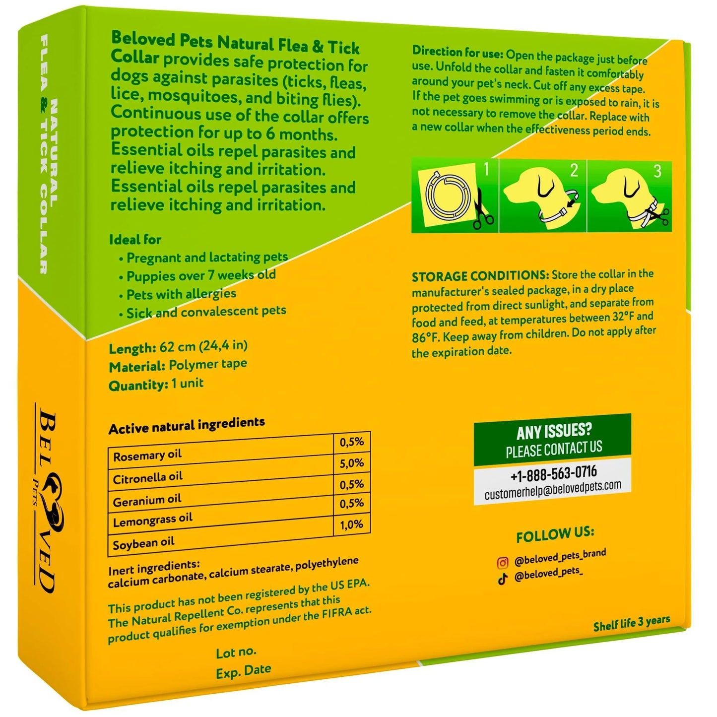 Natural Flea & Tick Collar for Dogs 6 Months Control of Best Prevention & Safe Treatment anti Fleas and Ticks Essential Oil Repellent (1 Count (Pack of 1))
