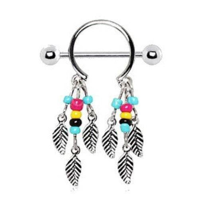 316L Surgical Steel Multi-Colored Beads Feather