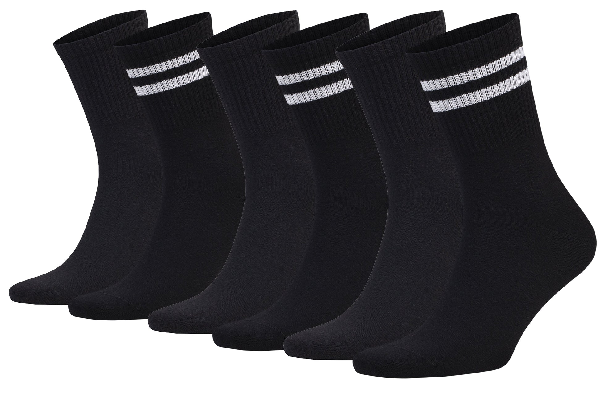 Tennis Crew Socks for Women – 6 Pairs, Athletic Striped, Soft Cotton, Breathable & Moisture-Wicking, Shoe Size 5-10