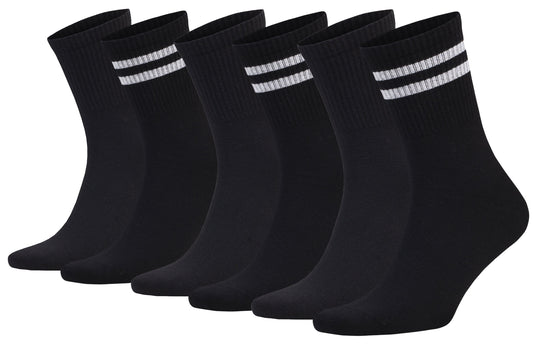 Tennis Crew Socks for Women – 6 Pairs, Athletic Striped, Soft Cotton, Breathable & Moisture-Wicking, Shoe Size 5-10